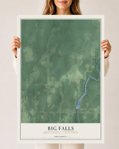 Map of Big Falls, Rusk County, Wisconsin, 24 x 36 inch unframed archival matte print