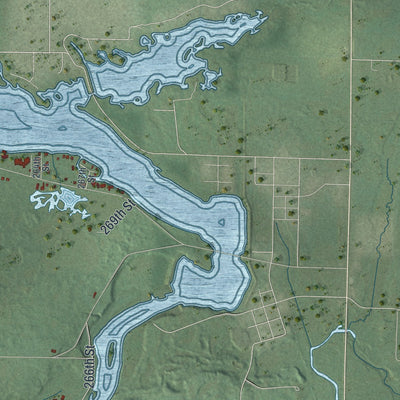 Second close-up of the map of Birch Creek, Wisconsin print showing more streets and buildings