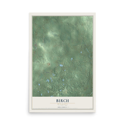 Map of Birch, Wisconsin, 12 x 18 inch unframed archival matte print