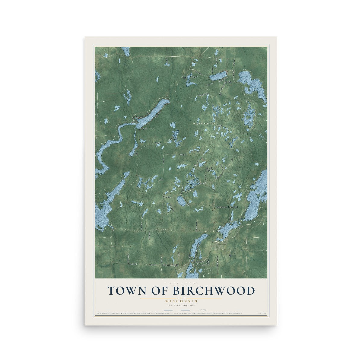Map of the Town of Birchwood, Wisconsin, 12 x 18 inch unframed archival matte print