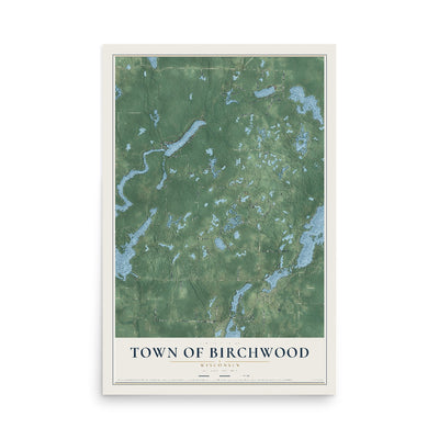 Map of the Town of Birchwood, Wisconsin, 12 x 18 inch unframed archival matte print