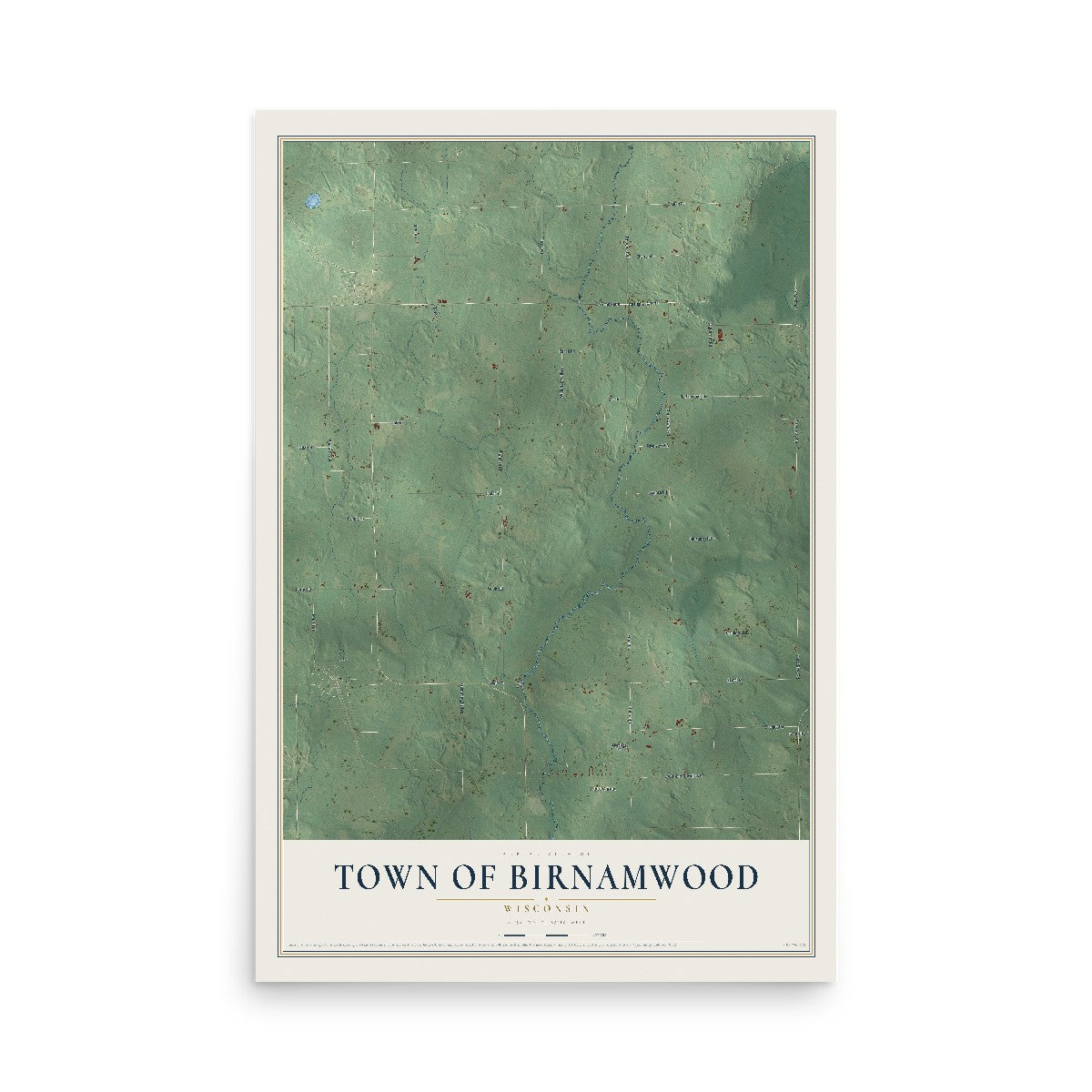 Map of the Town of Birnamwood, Wisconsin, 12 x 18 inch unframed archival matte print