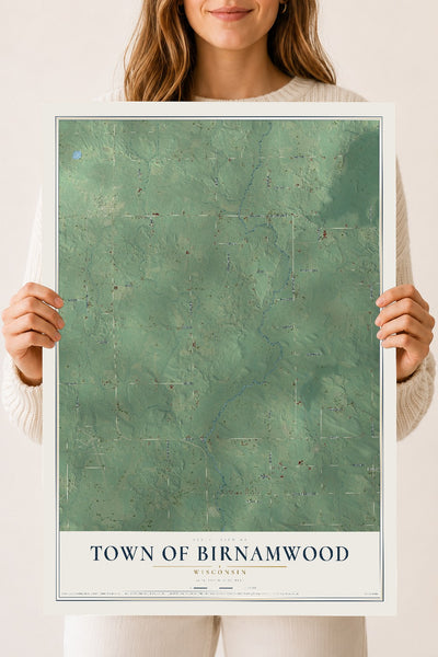 Map of the Town of Birnamwood, Wisconsin, 18 x 24 inch unframed archival matte print