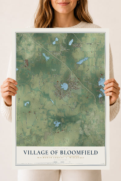Map of Bloomfield, Wisconsin, 18 x 24 inch unframed archival matte print