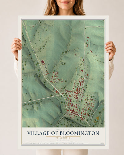 Map of Bloomington, Wisconsin, 24 x 36 inch unframed archival matte print