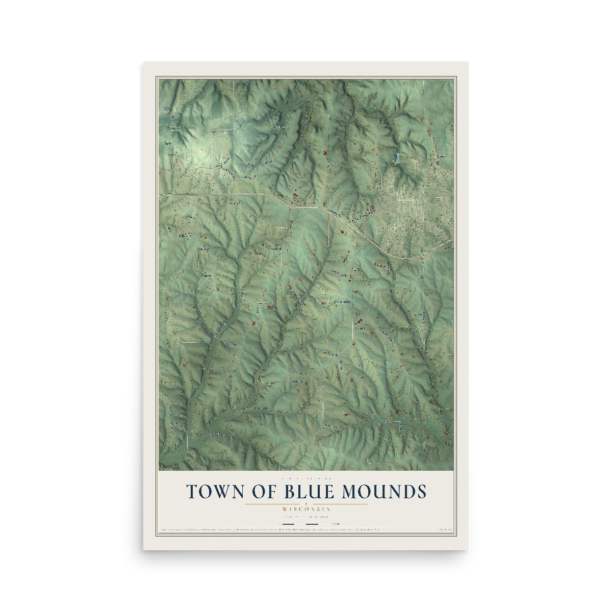 Map of the Town of Blue Mounds, Wisconsin, 12 x 18 inch unframed archival matte print