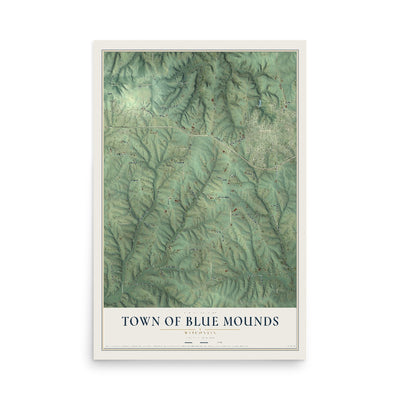 Map of the Town of Blue Mounds, Wisconsin, 12 x 18 inch unframed archival matte print