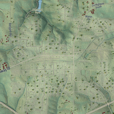 Close-up of the map of the Town of Blue Mounds, Wisconsin print showing street and building detail