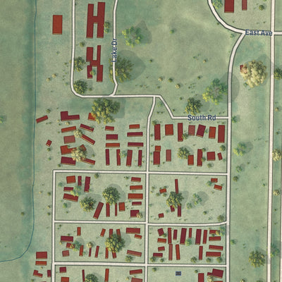 Close-up of the map of Bluffview, Wisconsin print showing street and building detail