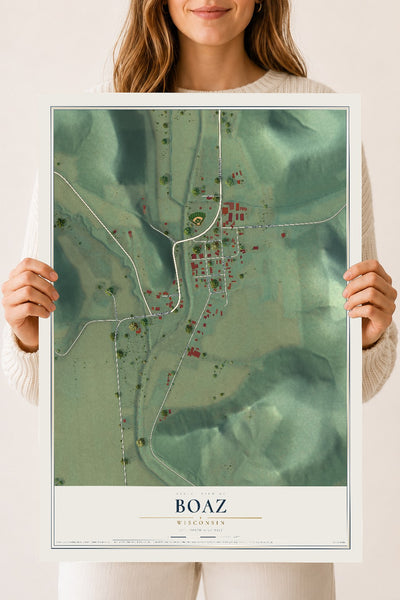 Map of Boaz, Wisconsin, 18 x 24 inch unframed archival matte print