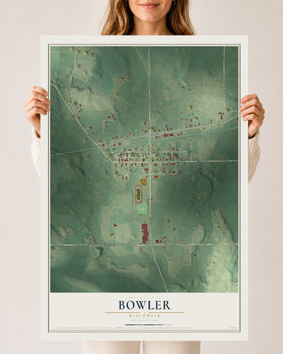 Map of Bowler, Wisconsin, 24 x 36 inch unframed archival matte print