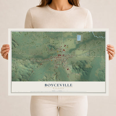 Map of Boyceville, Wisconsin, 12 x 18 inch unframed archival matte print