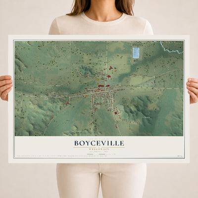 Map of Boyceville, Wisconsin, 18 x 24 inch unframed archival matte print