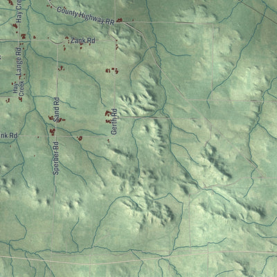Second close-up of the map of Bridge Creek, Wisconsin print showing more streets and buildings