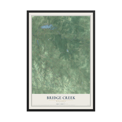 Map of Bridge Creek, Wisconsin, 12 x 18 inch print in a black wood frame