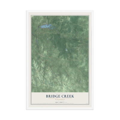 Map of Bridge Creek, Wisconsin, 12 x 18 inch print in a white wood frame