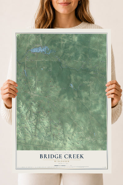 Map of Bridge Creek, Wisconsin, 18 x 24 inch unframed archival matte print