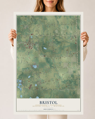 Map of Bristol, Kenosha County, Wisconsin, 24 x 36 inch unframed archival matte print