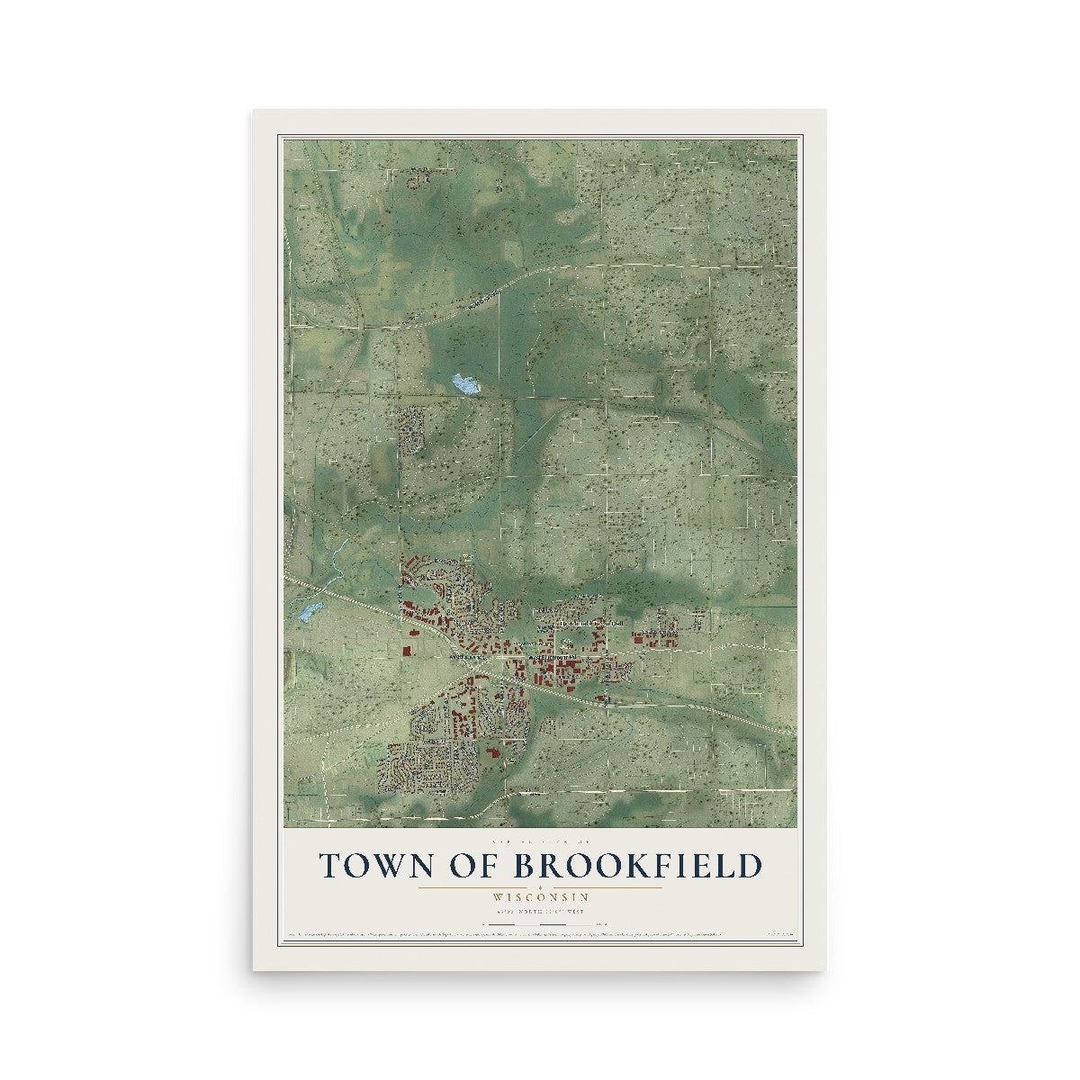 Map of the Town of Brookfield, Wisconsin, 12 x 18 inch unframed archival matte print