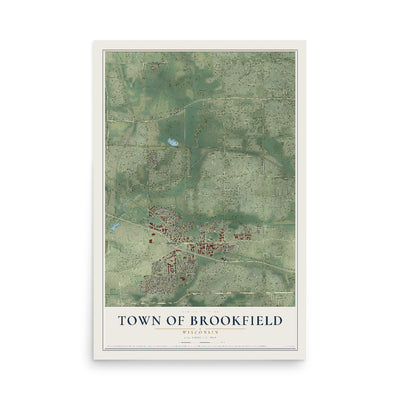 Map of the Town of Brookfield, Wisconsin, 12 x 18 inch unframed archival matte print