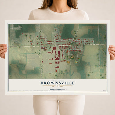 Map of Brownsville, Wisconsin, 18 x 24 inch unframed archival matte print