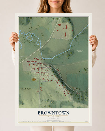Map of Browntown, Wisconsin, 24 x 36 inch unframed archival matte print