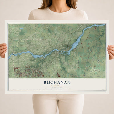 Map of Buchanan, Wisconsin, 18 x 24 inch unframed archival matte print