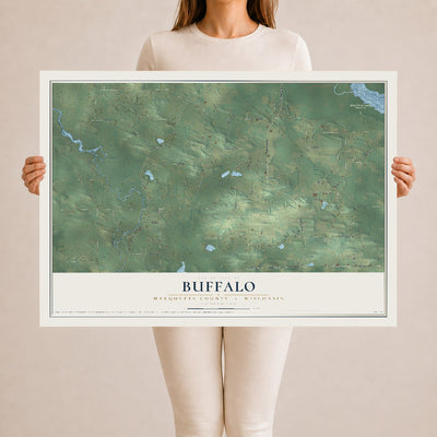 Map of Buffalo, Marquette County, Wisconsin, 24 x 36 inch unframed archival matte print