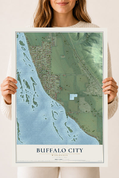 Map of Buffalo City, Wisconsin, 18 x 24 inch unframed archival matte print