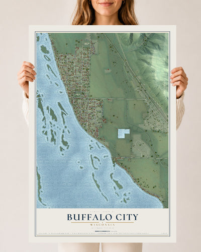 Map of Buffalo City, Wisconsin, 24 x 36 inch unframed archival matte print