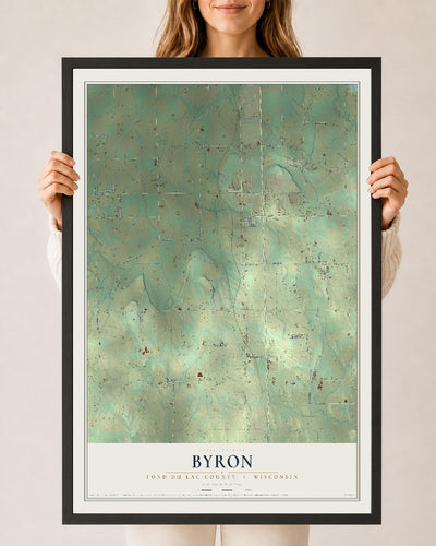Map of Byron, Fond du Lac County, Wisconsin, 24 x 36 inch print in a black wood frame