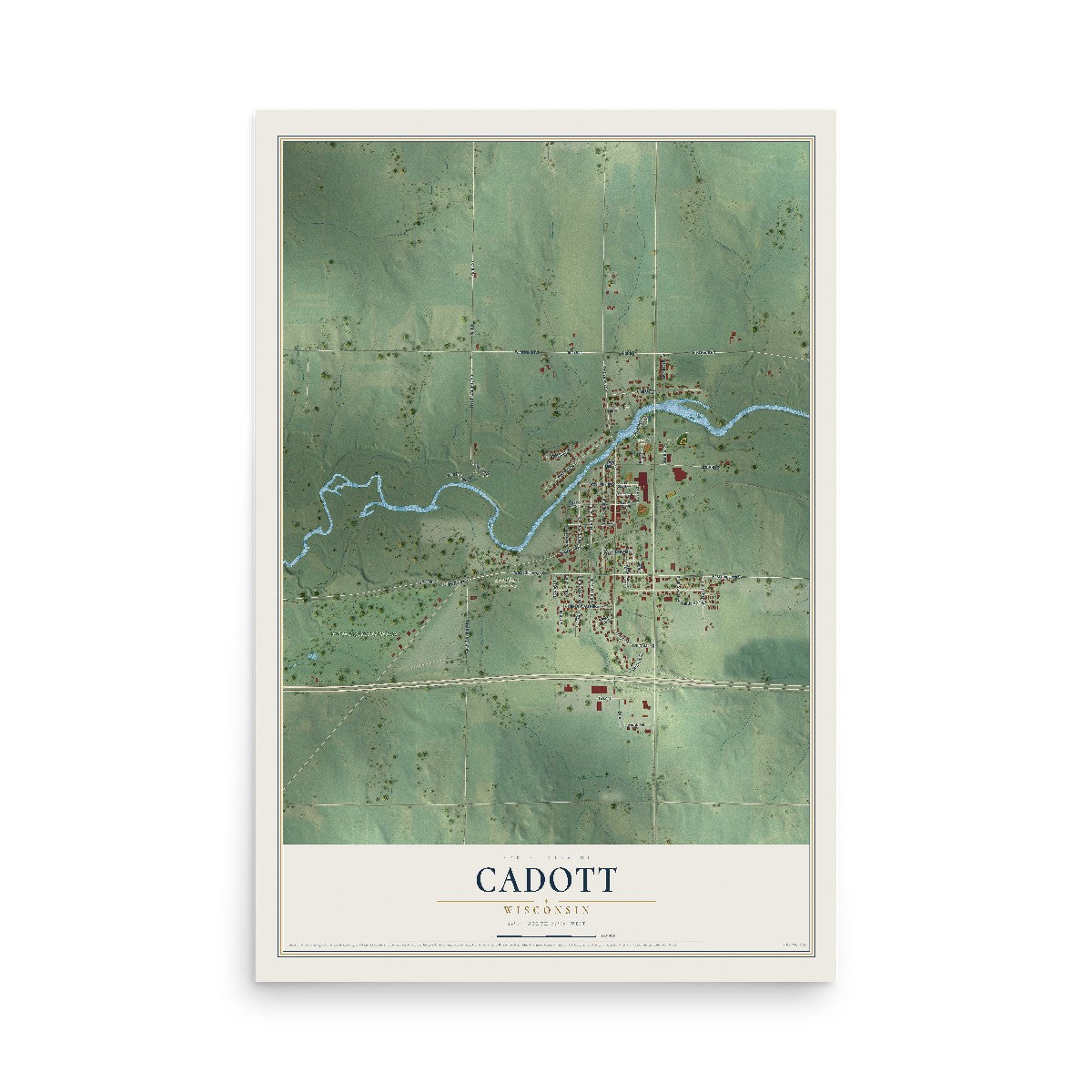 Map of Cadott, Wisconsin, 12 x 18 inch unframed archival matte print