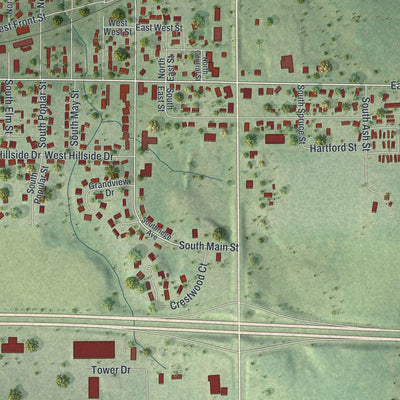 Close-up of the map of Cadott, Wisconsin print showing street and building detail