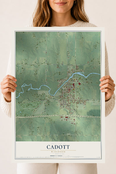 Map of Cadott, Wisconsin, 18 x 24 inch unframed archival matte print