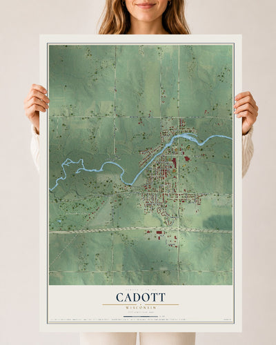 Map of Cadott, Wisconsin, 24 x 36 inch unframed archival matte print