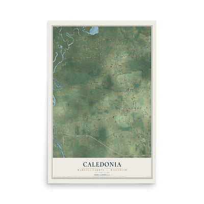 Map of Caledonia, Waupaca County, Wisconsin, 12 x 18 inch unframed archival matte print