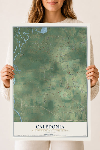 Map of Caledonia, Waupaca County, Wisconsin, 18 x 24 inch unframed archival matte print