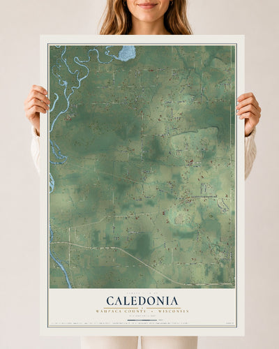 Map of Caledonia, Waupaca County, Wisconsin, 24 x 36 inch unframed archival matte print