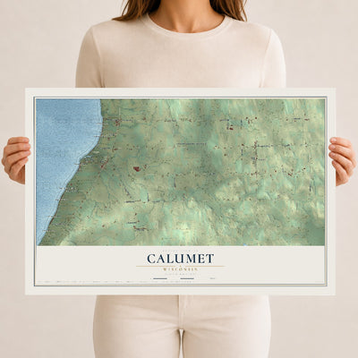 Map of Calumet, Wisconsin, 12 x 18 inch unframed archival matte print