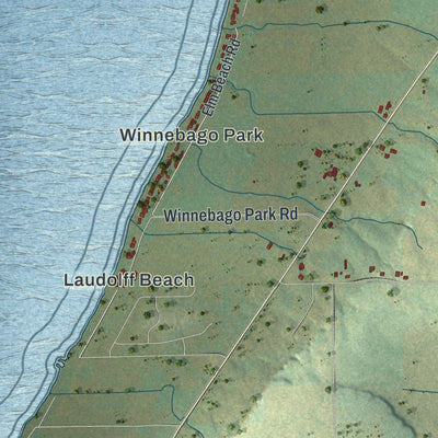 Close-up of the map of Calumet, Wisconsin print showing street and building detail