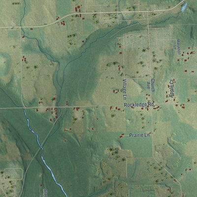 Close-up of the map of the Town of Casco, Wisconsin print showing street and building detail