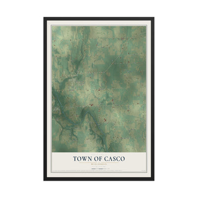 Map of the Town of Casco, Wisconsin, 12 x 18 inch print in a black wood frame