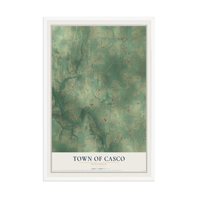 Map of the Town of Casco, Wisconsin, 12 x 18 inch print in a white wood frame
