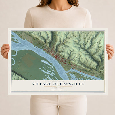 Map of Cassville, Wisconsin, 12 x 18 inch unframed archival matte print