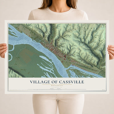 Map of Cassville, Wisconsin, 18 x 24 inch unframed archival matte print