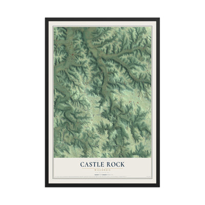 Map of Castle Rock, Wisconsin, 12 x 18 inch print in a black wood frame