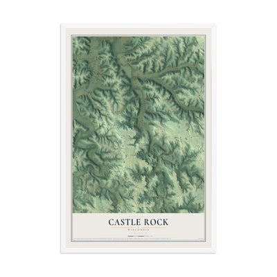 Map of Castle Rock, Wisconsin, 12 x 18 inch print in a white wood frame