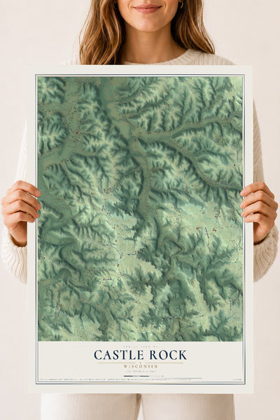 Map of Castle Rock, Wisconsin, 18 x 24 inch unframed archival matte print
