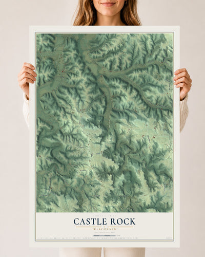 Map of Castle Rock, Wisconsin, 24 x 36 inch unframed archival matte print