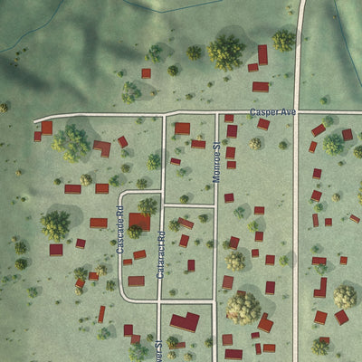 Close-up of the map of Cataract, Wisconsin print showing street and building detail